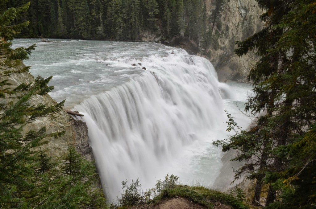 Wapta Falls 58 ft / 18 meter tall waterfall in British Columbia. It is much wider, at 300 to 400 feet or 100 to 150 meters.