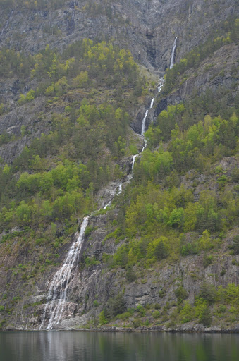 This is a very narrow, tall waterfall in Nærøyfjord  