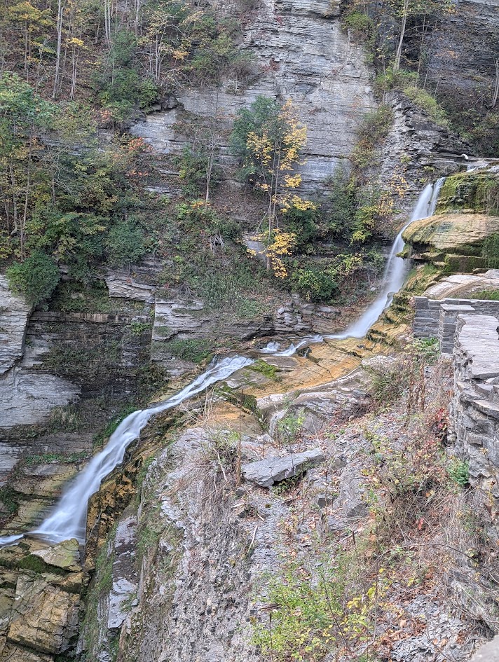 Lucifer Falls is a 115 foot / 35 meter tall waterfall found in Robert H Treman State Park in Ithaca, New York. This photo is from October 2024 when there wasn't as much water flowing. This view is also from the Gorge Trail.