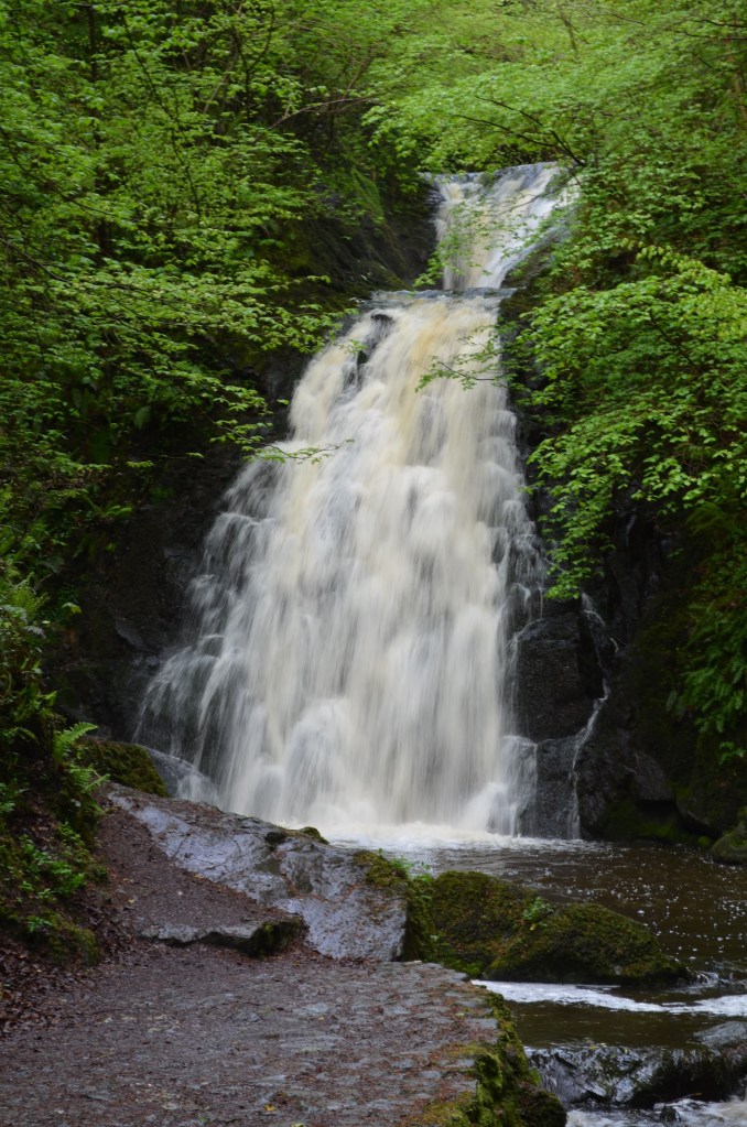 Gleno Falls is a 50 foot / 15 meter tall waterfall in Northern Ireland, not far from Belfast.