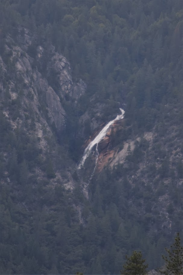 This is Brush Creek Falls, a taller waterfall that can be seen from the trail to Feather Falls.
