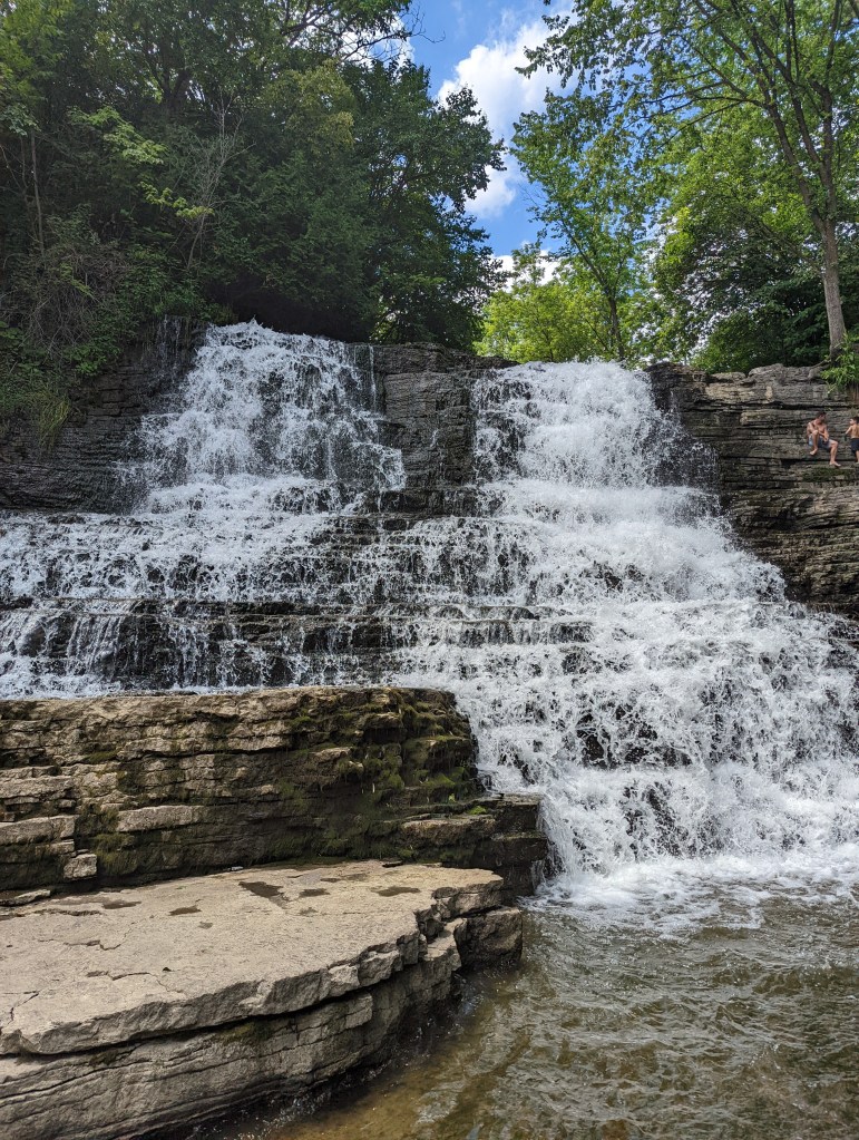 Les Cascades (The Cascades) is a 33 foot / 10 meter tall cascading waterfall in Quebec City.