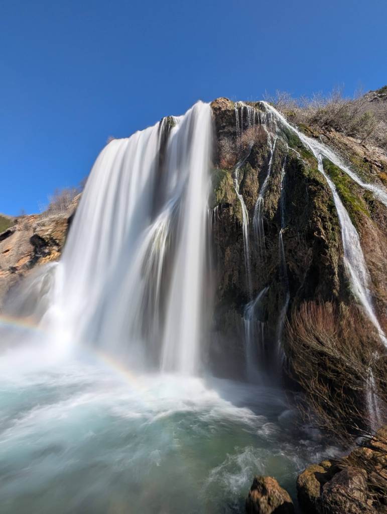 This is Krčić Knin Falls, also called Slap Krčić Knin. It is found on the River Krka in Croatia and is 72 feet / 22 meters tall.
