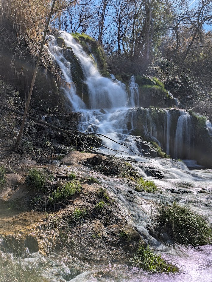 This is one view of Skradinski Falls, also known as Skradinski Buk, in March 2025. This is one of the smaller waterfalls and about 40 feet tall. 