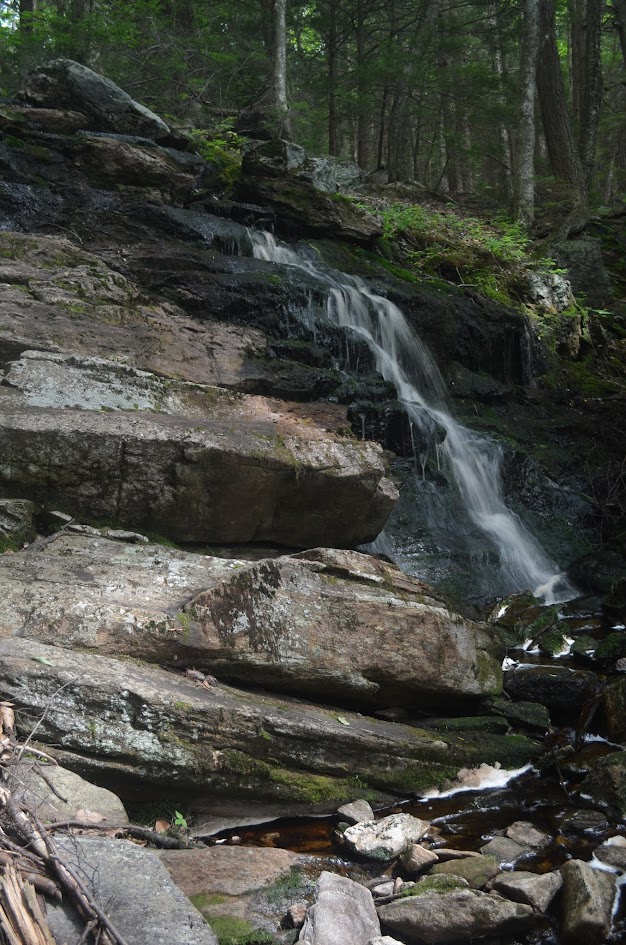 This is one portion of Spirit Falls in Massachusetts. This cascade is about 15 feet / 5 meters tall.