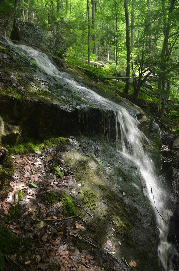 This is one portion of Spirit Falls in Massachusetts. This cascade is about 10 feet / 3 meters tall.